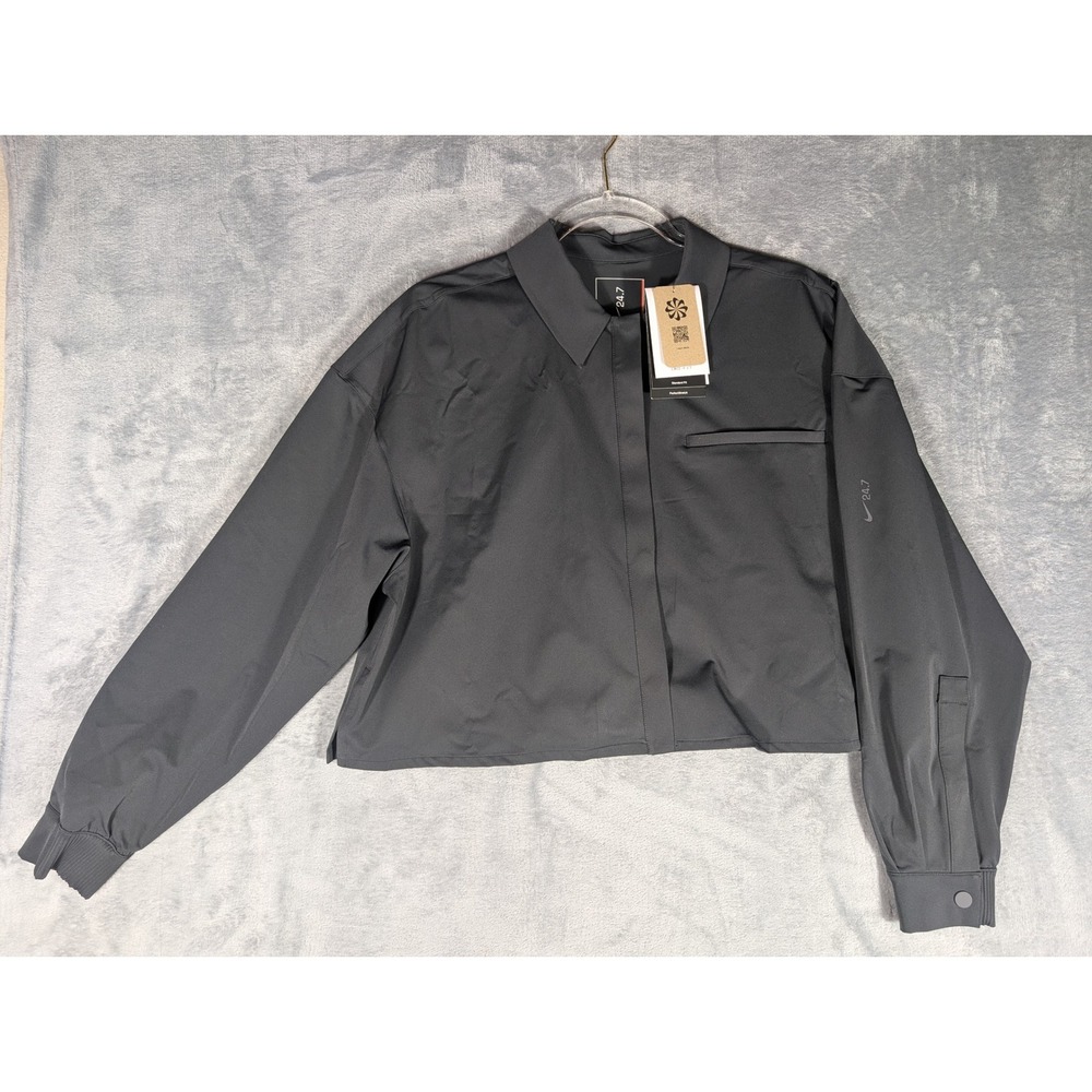 Nike Dri-FIT 24.7 PerfectStretch Cropped Shirt Womens XL Black Asia Release NWT